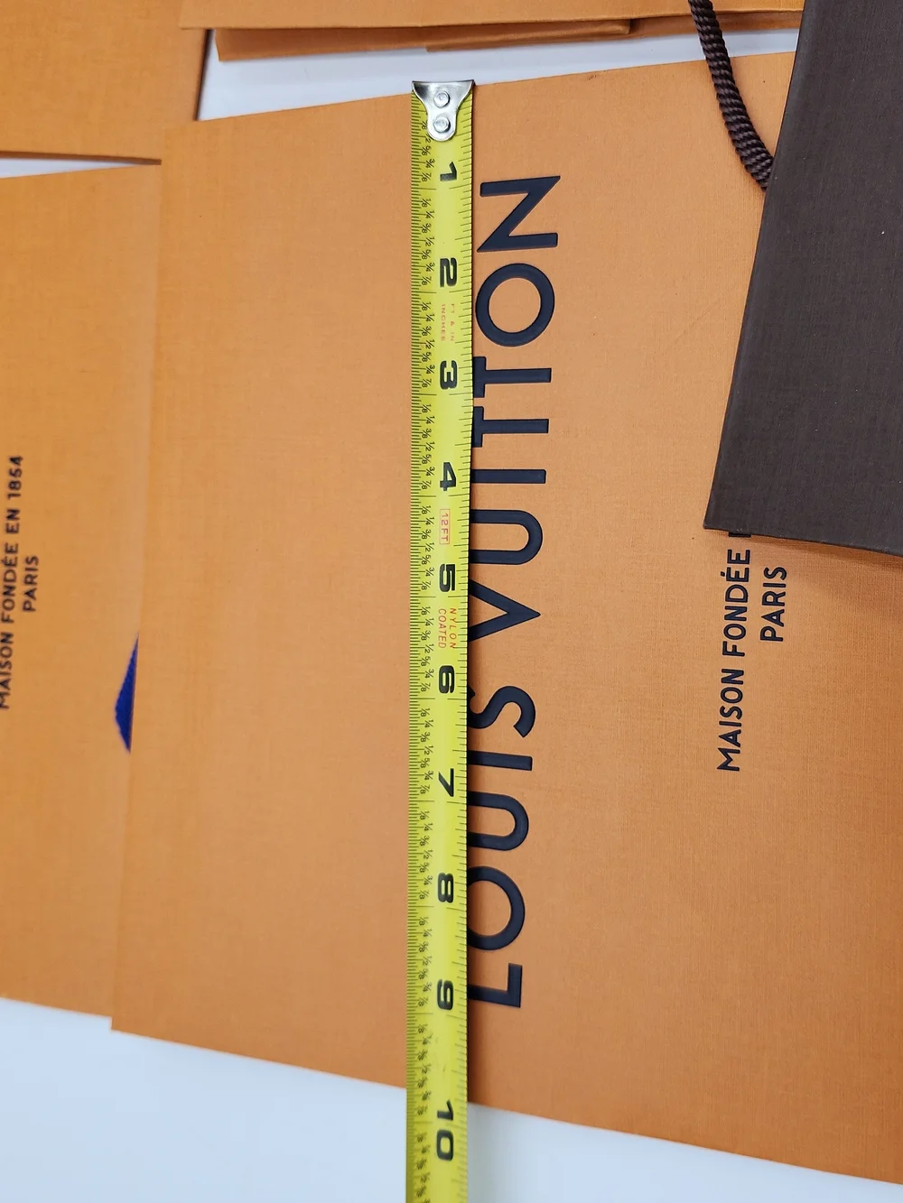 Lot of 5 authentic orange brown Louis Vuitton paper shopping gift medium